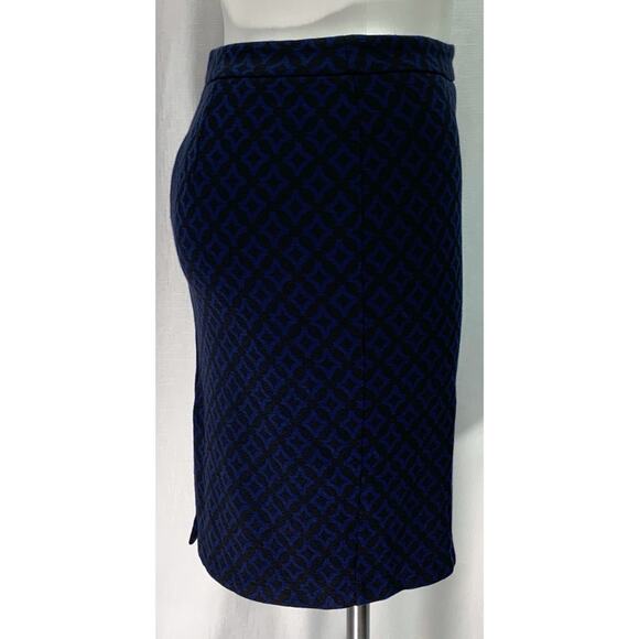 50% OFF Dana Buchman Skirt Diamond Pattern Pencil Blue Black Knee Length - Picture 4 of 7